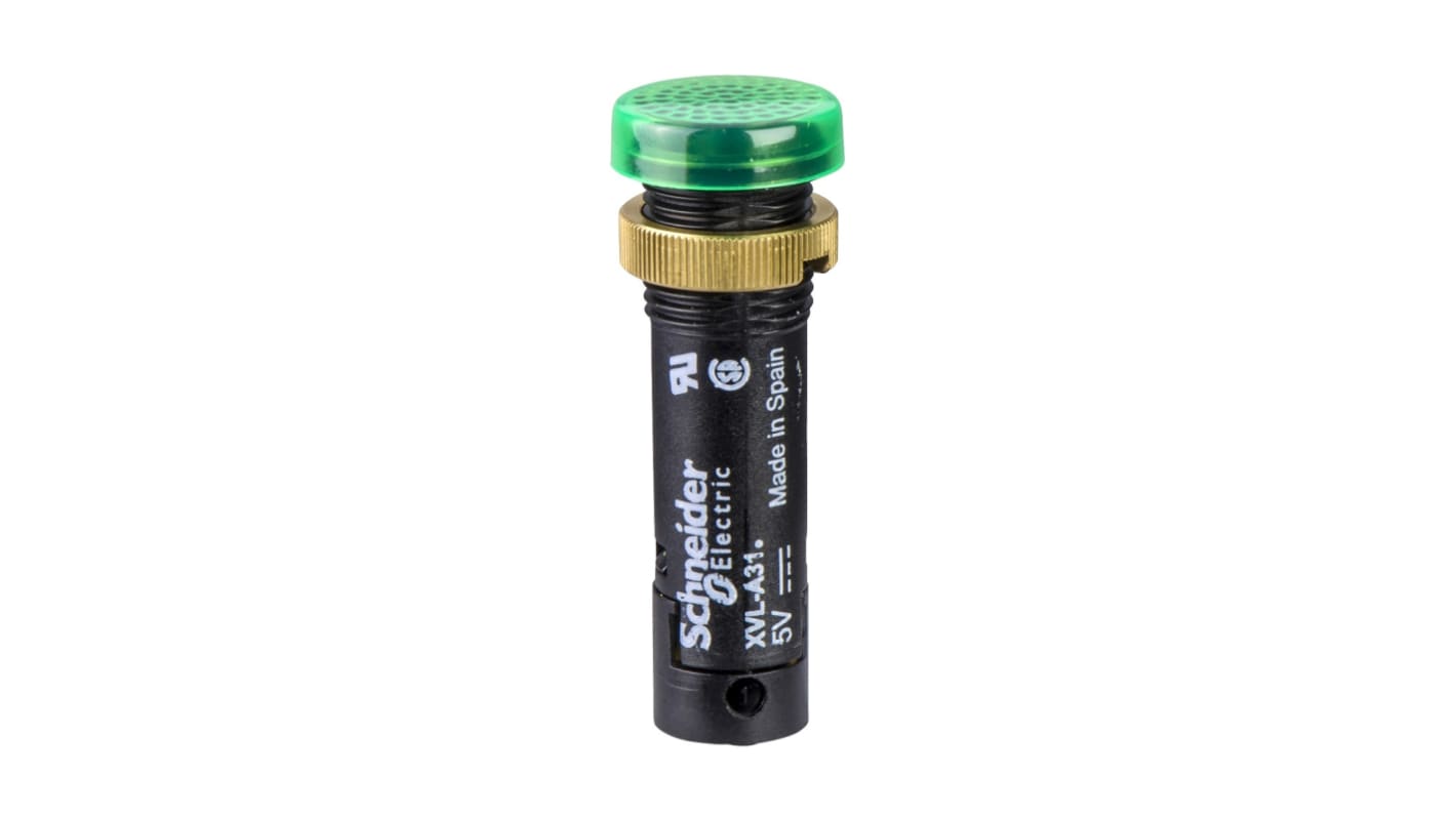 Schneider Electric 绿色LED面板指示灯, 12V, 18mA, Φ12mm安装孔, 凸型边框
