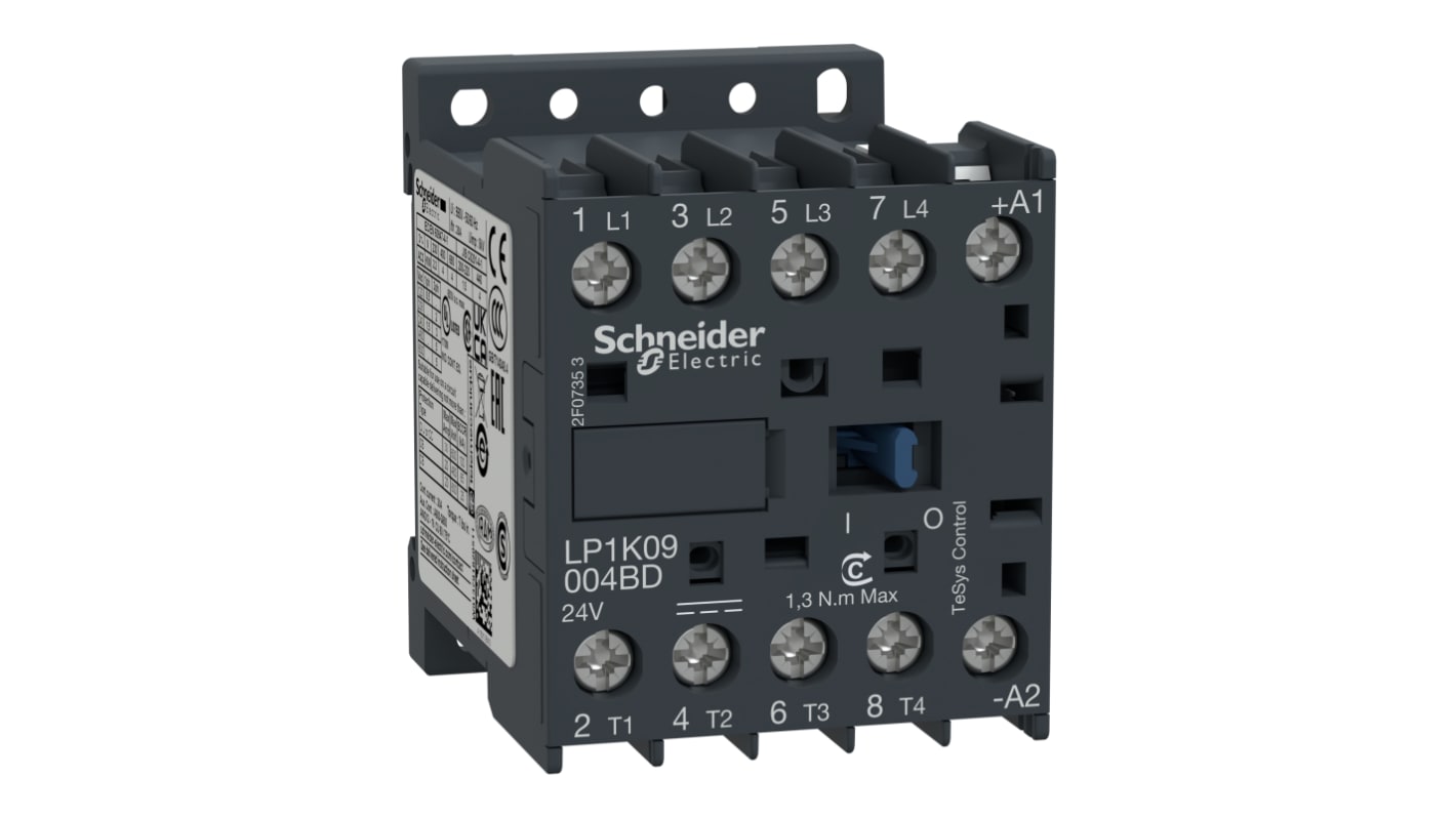 Schneider Electric TeSys K LP1K Contactor, 24 V dc Coil, 4-Pole, 20 A, 4NO, 440 V ac