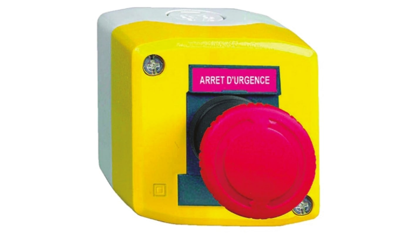 Schneider Electric Emergency Stop Push Button, Panel Mount, SPST