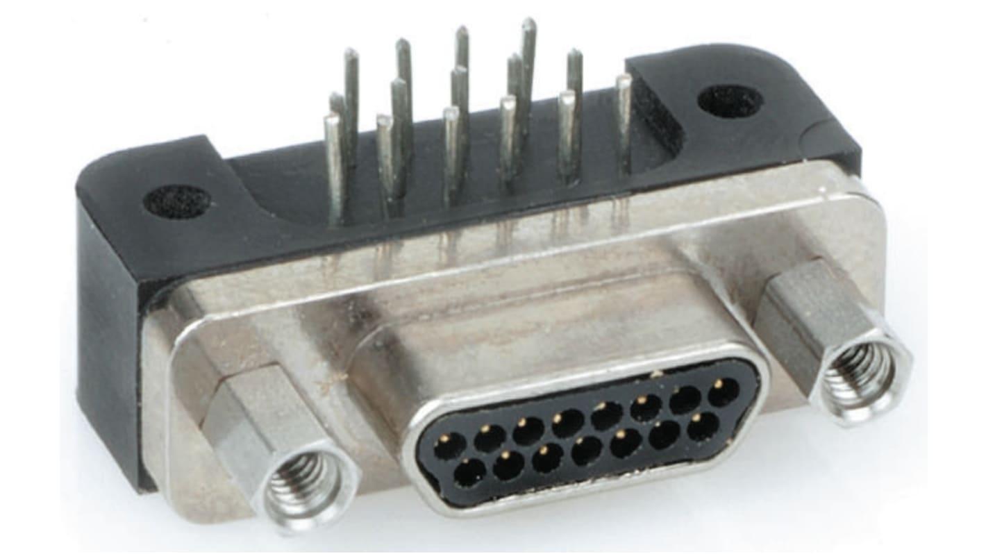 Glenair GMR7580 9 Way Through Hole D-sub Connector Socket, 1.91mm Pitch