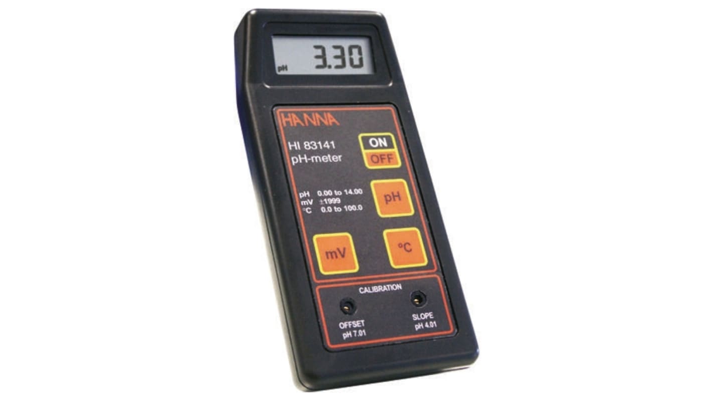 Hanna Instruments HI 83141 pH Meter, ±0.01pH Accuracy, 0.01pH Resolution, +14pH Max, +100 °C Max