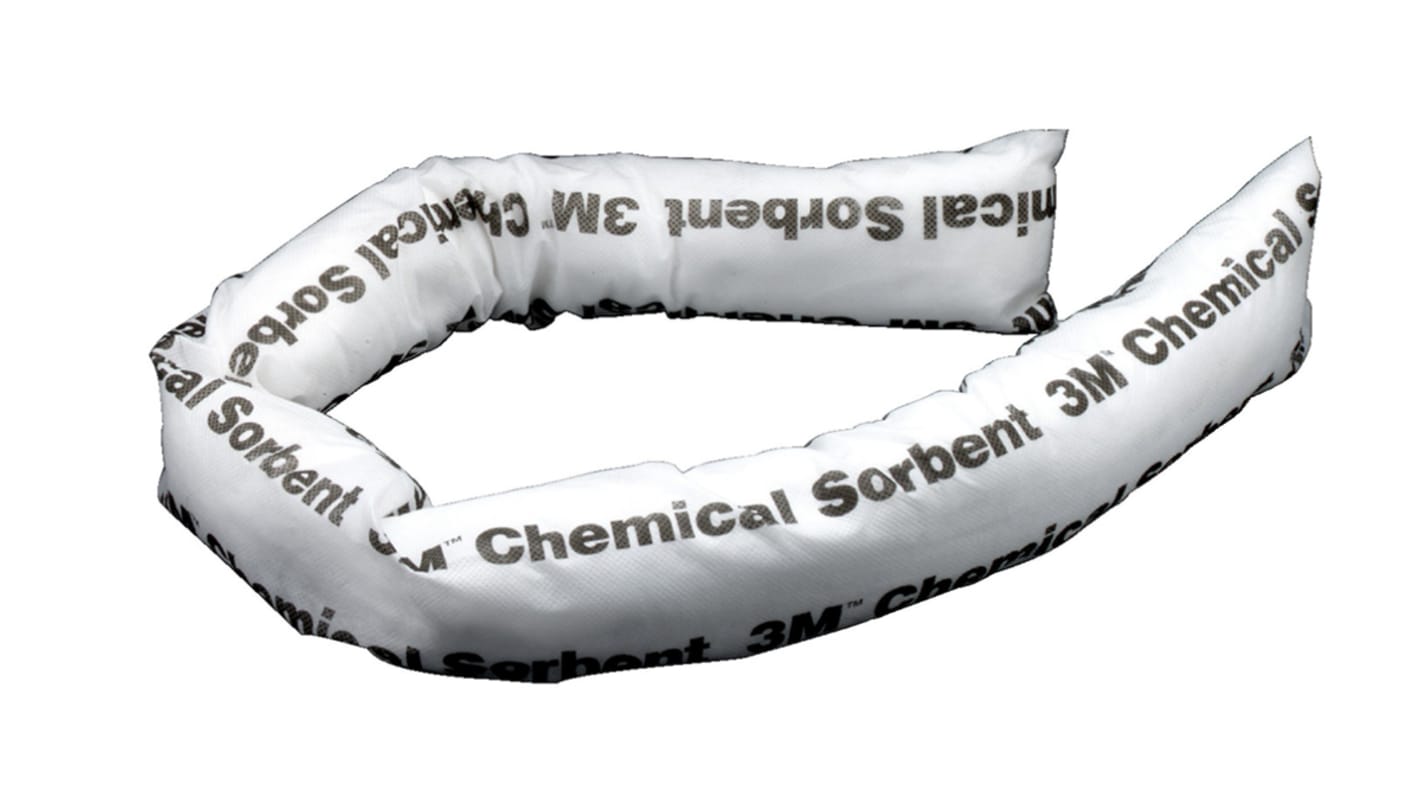 3M Spill Absorbent Boom for Chemical Use, 42 L Capacity, 12 per Pack