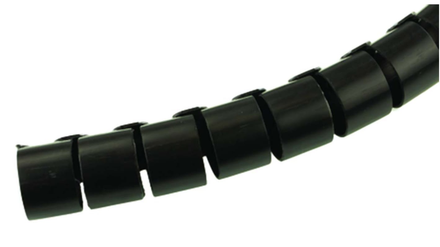 Organizador de cables en espiral HellermannTyton Helawrap de Polypropylene Negro, Ø máx. 16mm, long. 25m