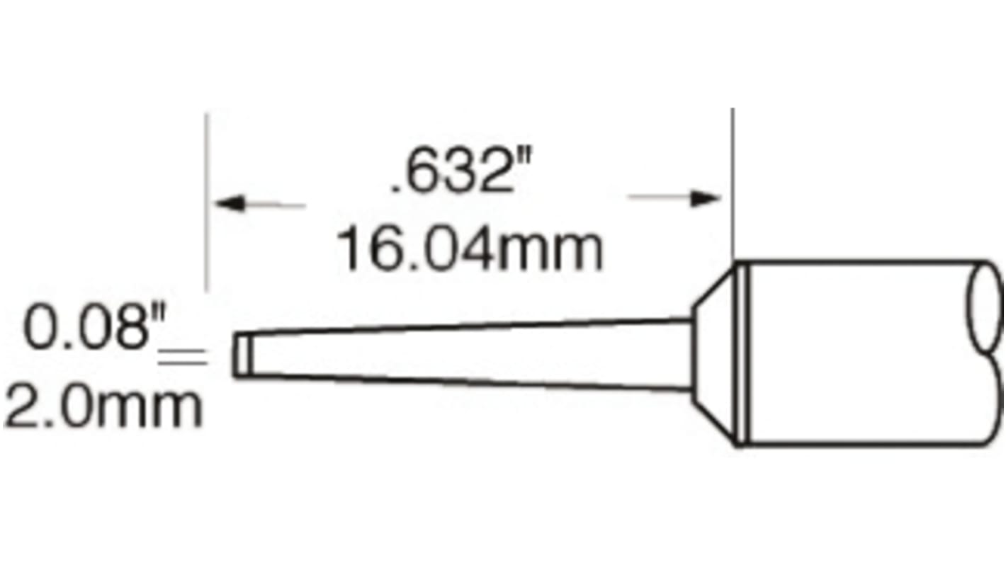 Punta de soldadura tipo Cincel Metcal, serie SFP mod. SxP, punta de 2 mm, 60°, para usar con MFR-H1-SC2