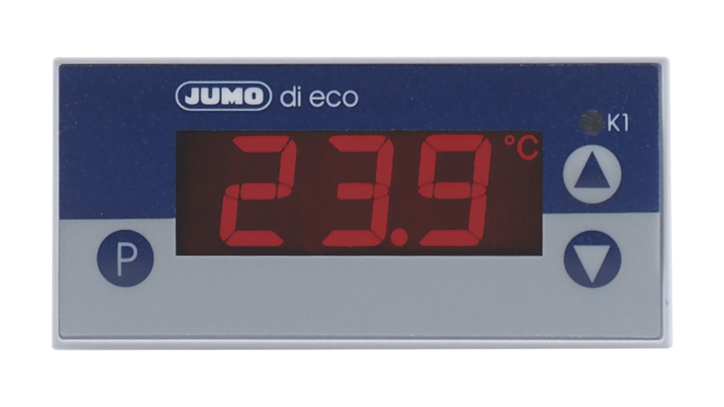 Controlador de temperatura ON/OFF Jumo serie di eco, 76 x 36mm, 230 V ac Termopar de tipo K, 1 salida 1 relé
