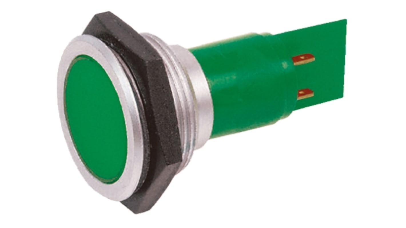 Indicatore da pannello Signal Construct Verde  a LED, 24 → 28V, IP67, A filo, foro da 30mm