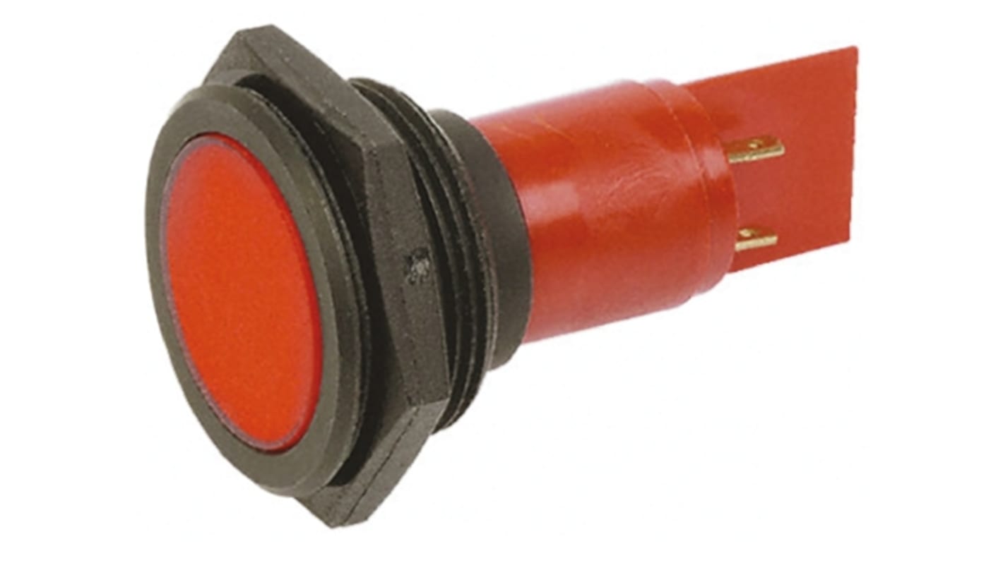 Signal Construct Red Panel Mount Indicator, 30mm Mounting Hole Size, Solder Tab Termination, IP67