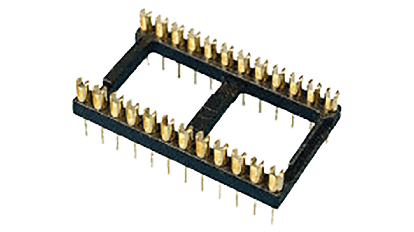 E-TEC 2.54mm Pitch Vertical 28 Way, Through Hole Turned Pin Open Frame IC Dip Socket, 1A