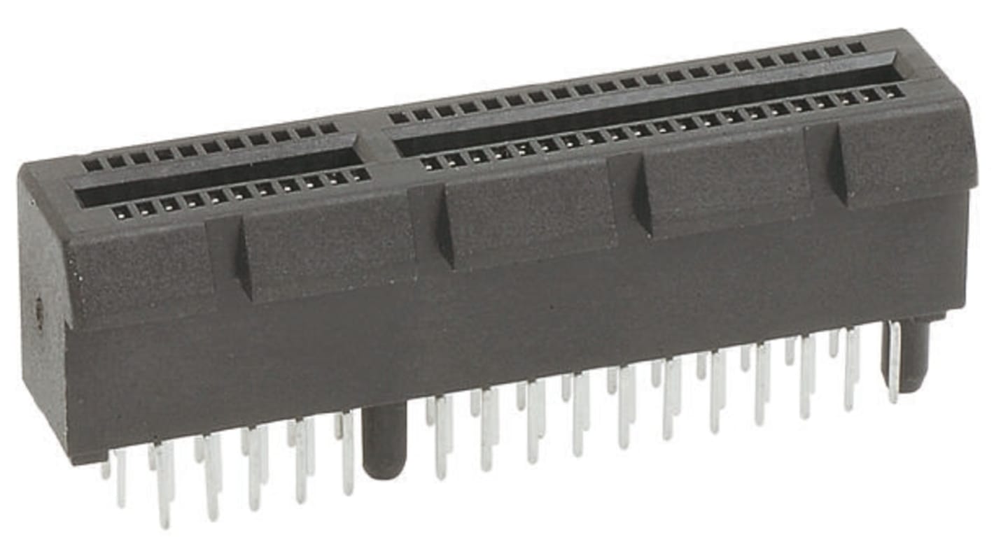 Amphenol ICC Female Edge Connector, Through Hole Mount, 164-Contacts, 2mm Pitch, 2-Row, Solder Termination