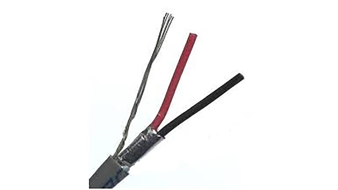 Belden8450 Series 2 Core Line level Low Voltage signal Cable, 0.33 mm2 CSA Screened, 3mm od, 304m, Black