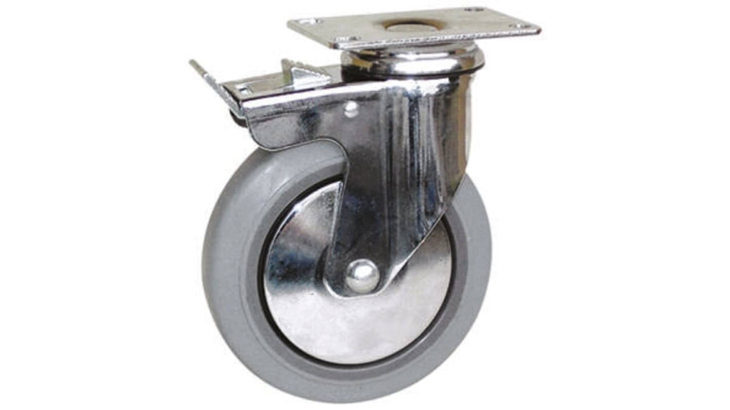 Guitel Hervieu Braked Swivel Castor Wheel, 90kg Capacity, 125mm Wheel