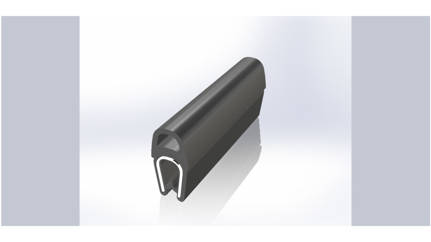 RS PRO Black PVC, Steel Edge Protection, 20m