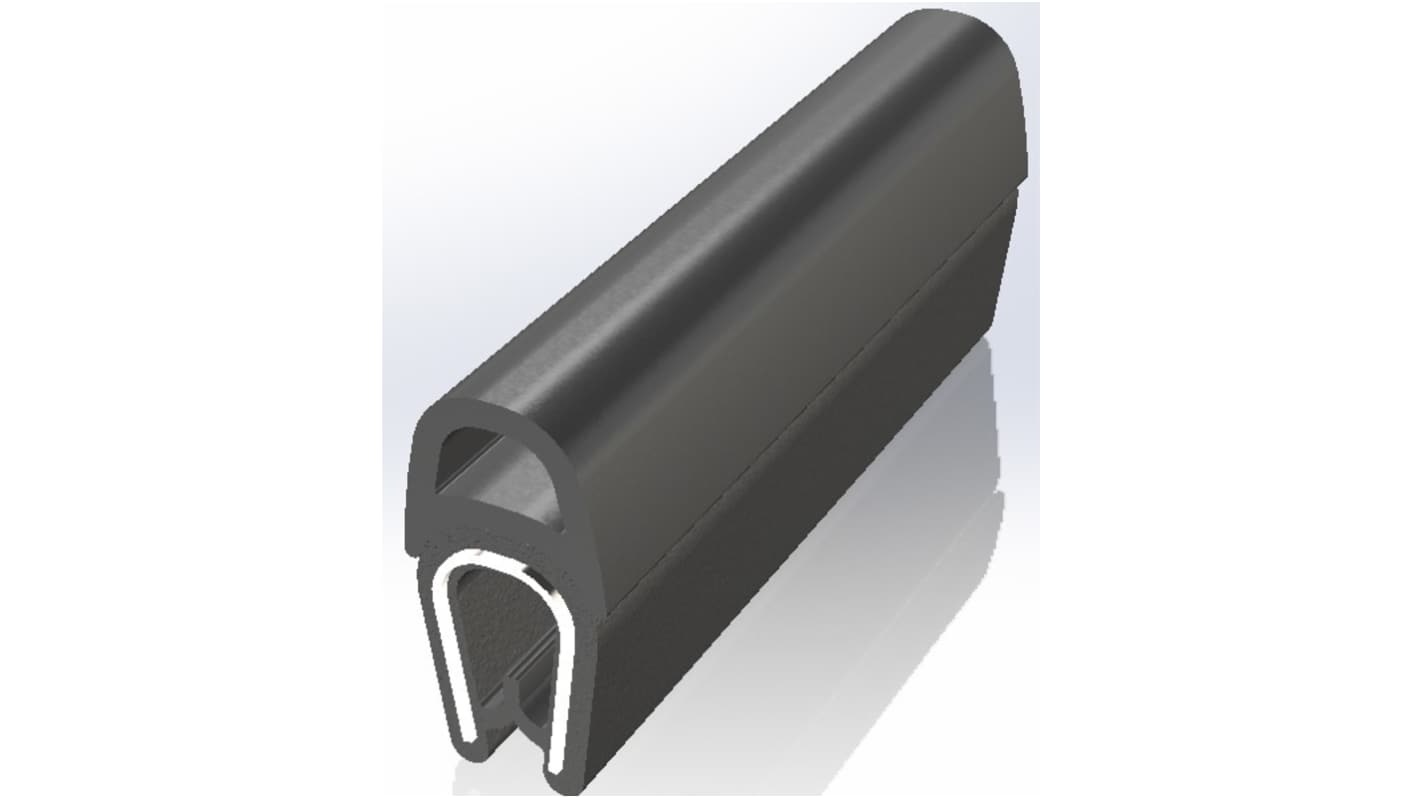 RS PRO Black PVC, Steel Edge Protection, 20m