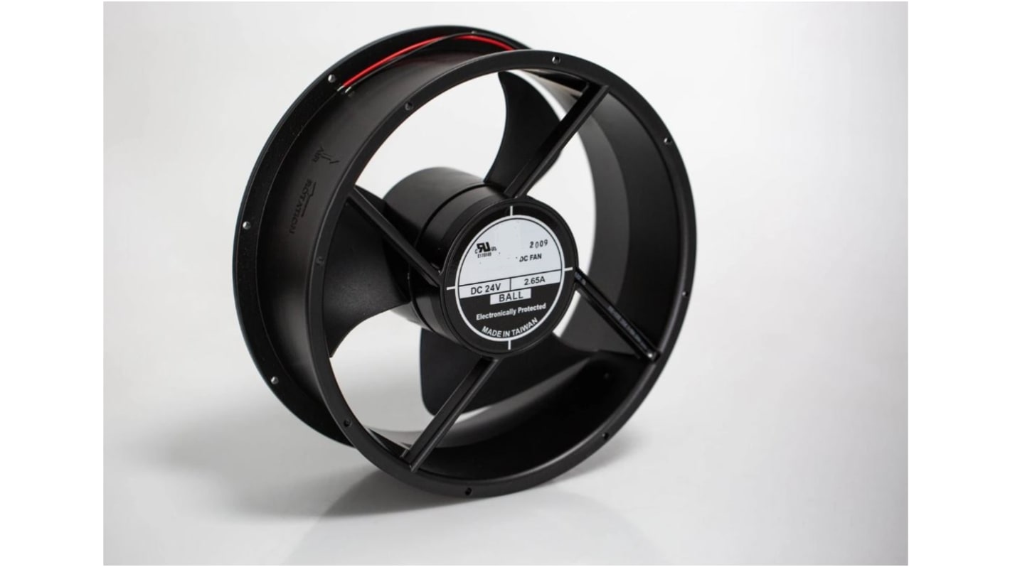 RS PRO 直流轴流风机, 24 V dc电源, 1444.1m³/h, 64W, 最大2.65A, 2500rpm, 254 x 88.9mm