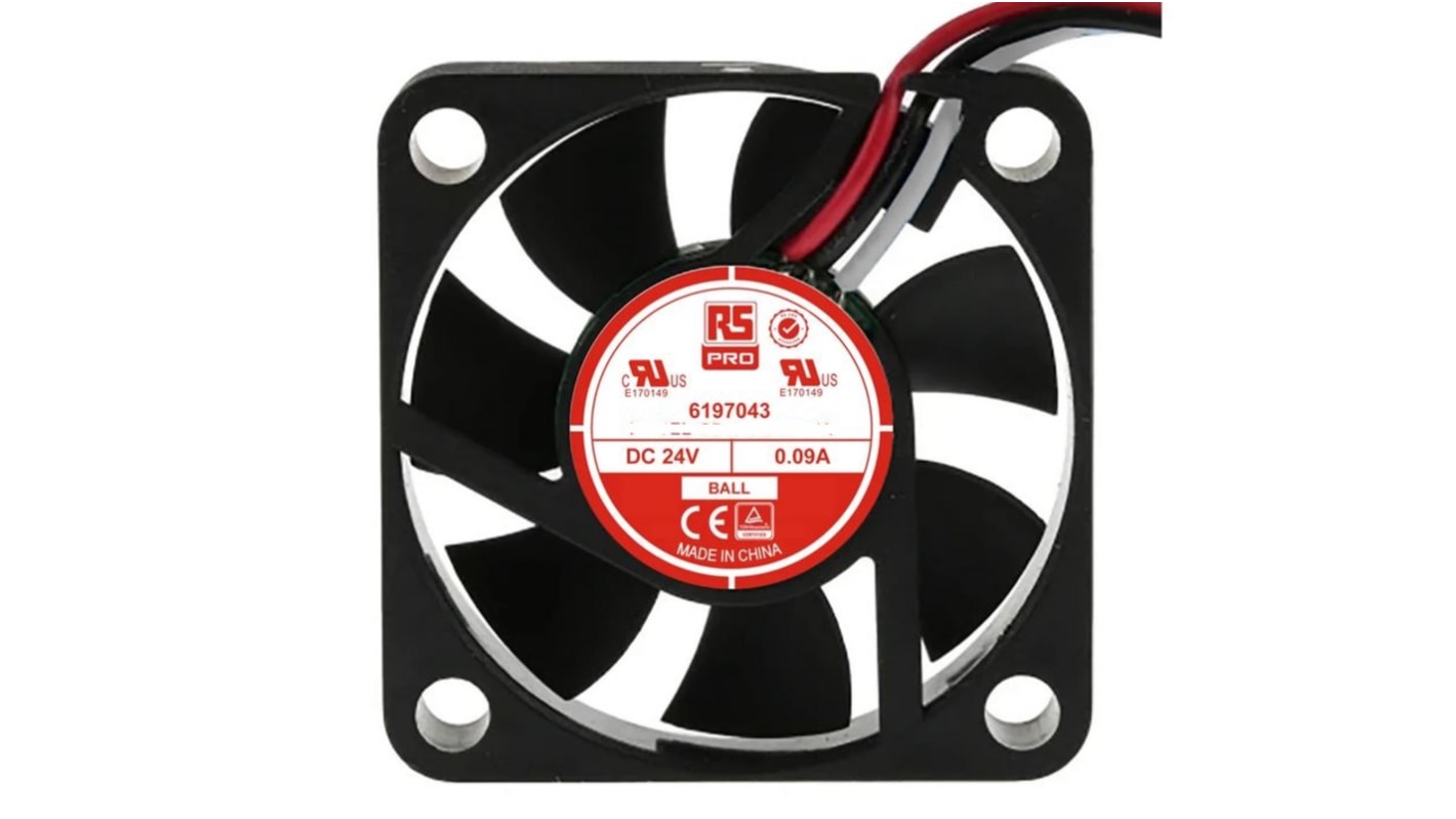 RS PRO Axial Fan, 24 V dc, DC Operation, 11.9m³/h, 2.16W, 60mA Max, 40 x 40 x 10mm