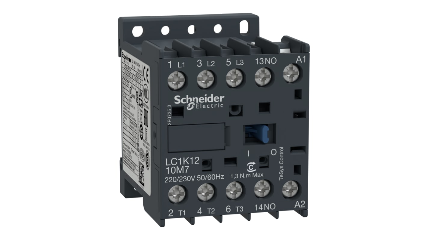 Contactor Schneider Electric TeSys K LC1K de 3 polos, 3 NA, 12 A, bobina 230 V ac, 5,5 kW