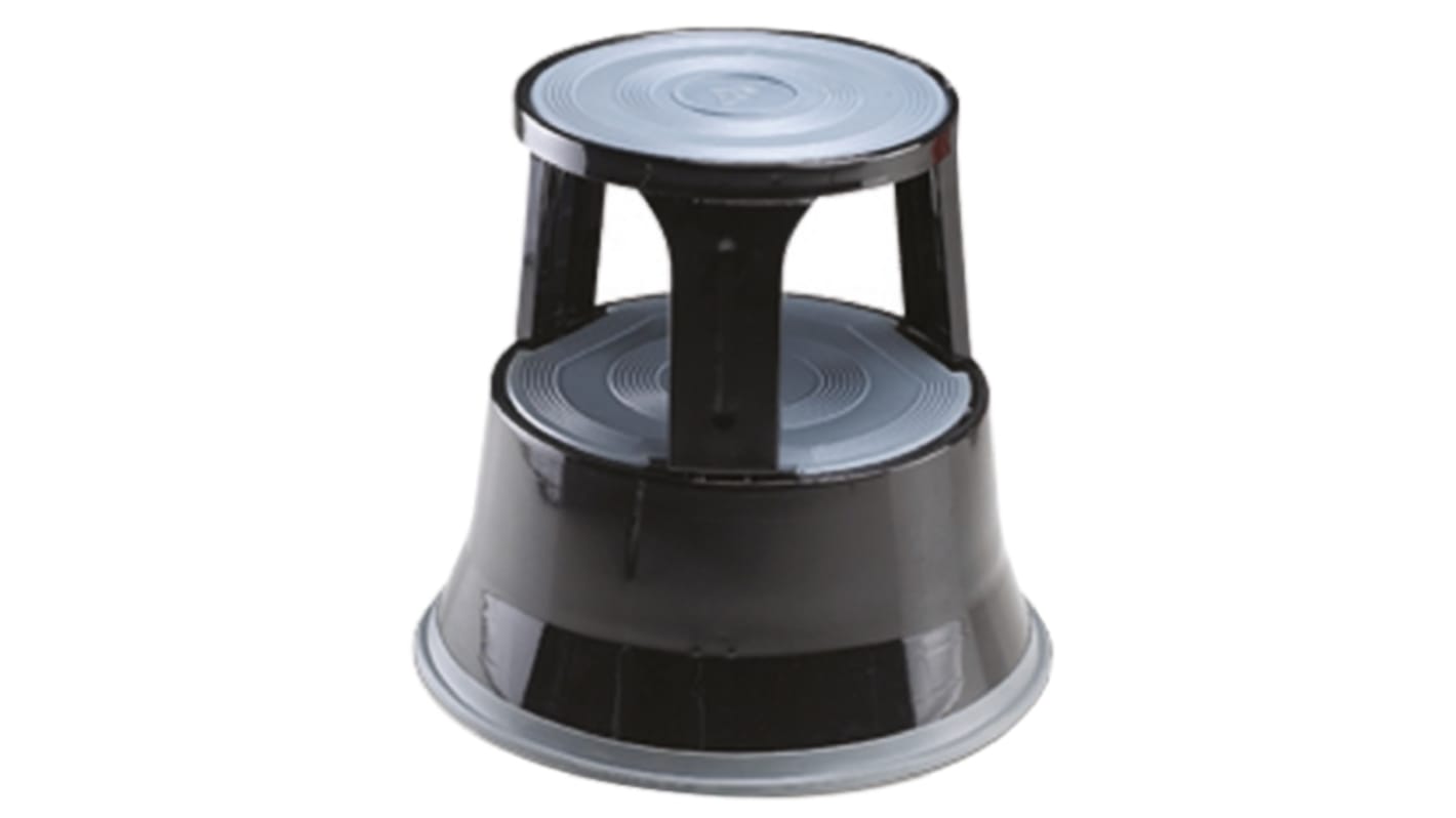 RS PRO 2 Tread Steel Kick Step 0.4m Platform Height, Black