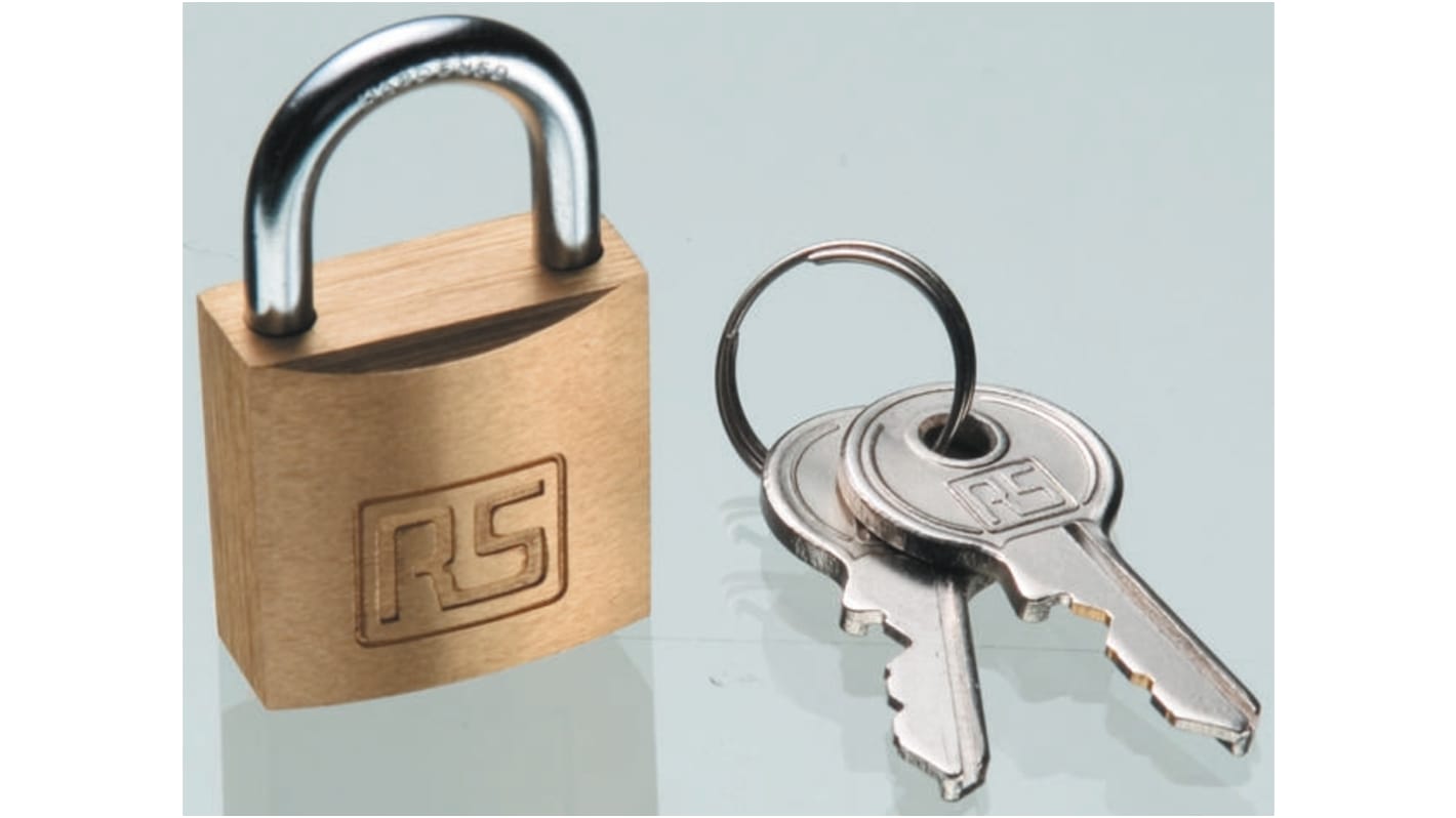 RS PRO Key Brass, Steel Padlock, 6.3mm Shackle, 40mm Body