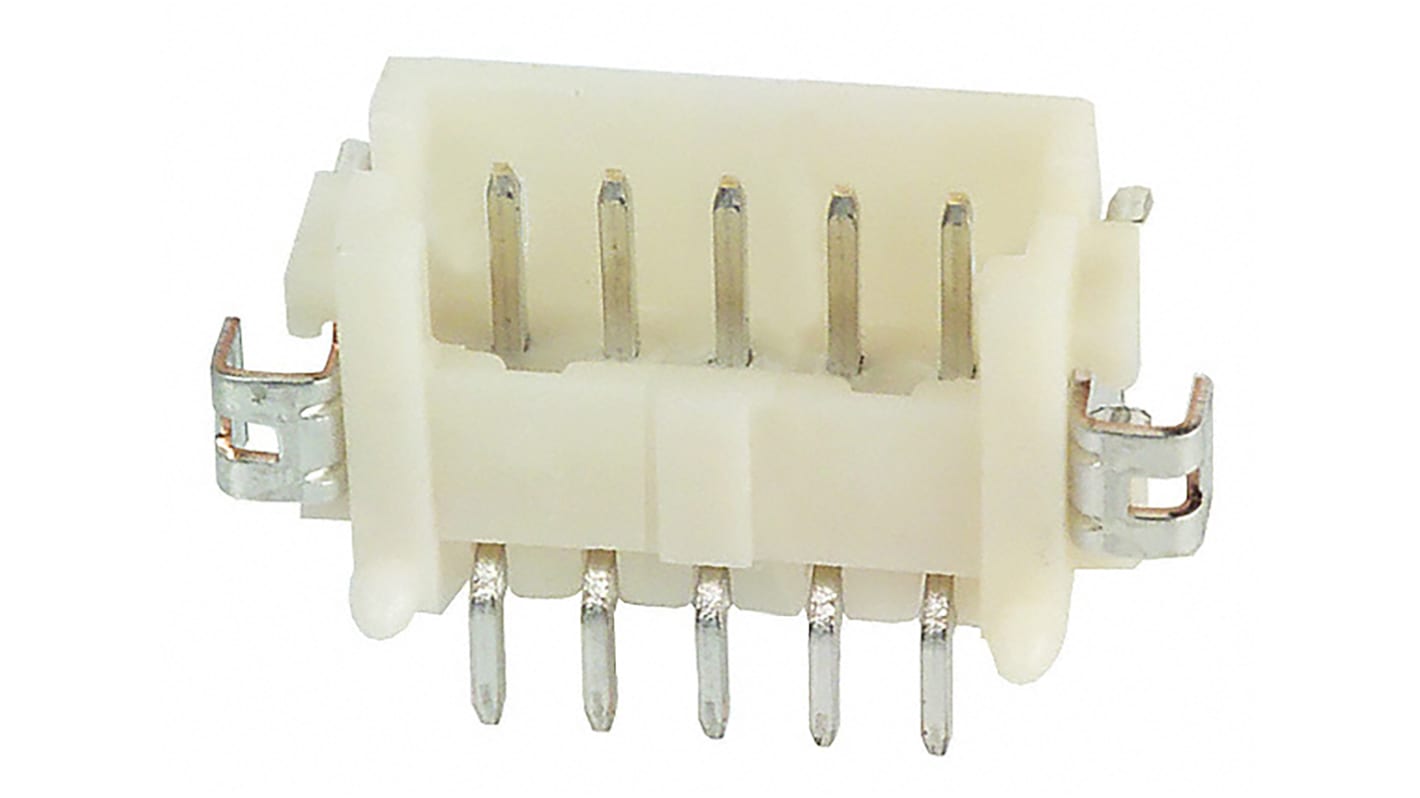 Hirose DF13 Series Right Angle Surface Mount PCB Header, 5 Contact(s), 1.25mm Pitch, 1 Row(s), Shrouded