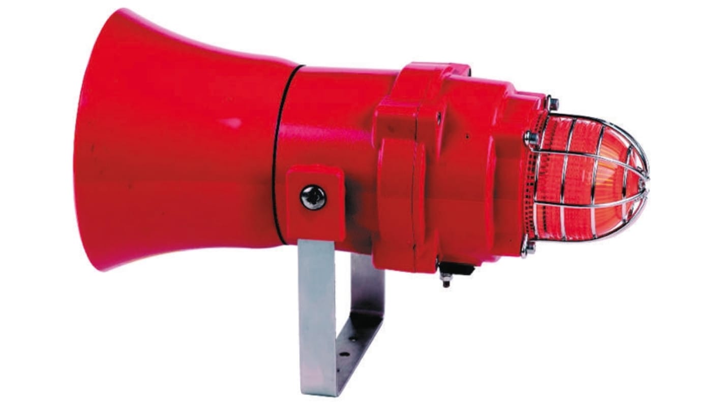 e2s BExCS110-05 Series Red Sounder Beacon, 230 V ac, IP66, IP67, Wall Mount, 117dB at 1 Metre