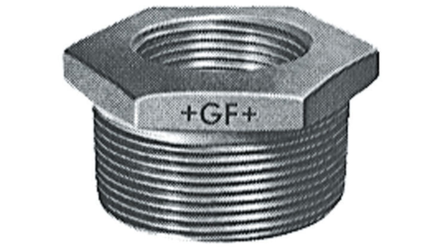 Georg Fischer Galvanised Malleable Iron Fitting, Straight Reducer Bush, Male BSPT 2in to Female BSPP 3/4in