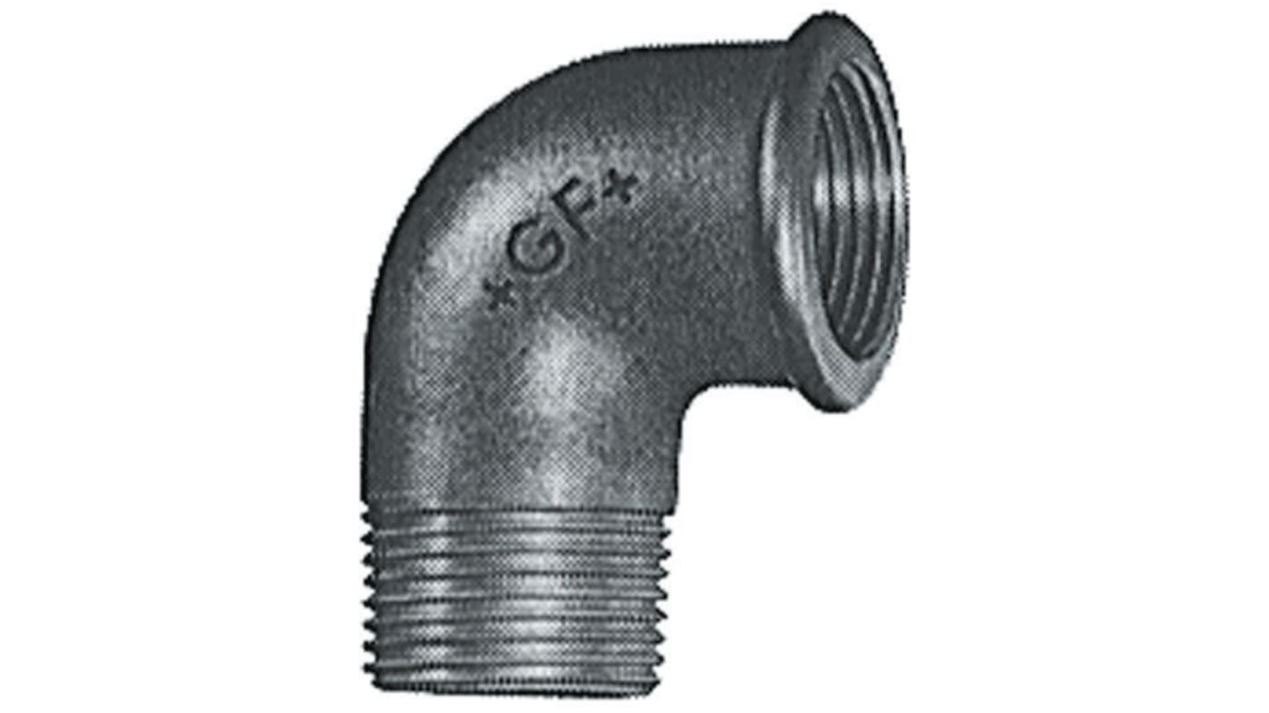 Georg Fischer Galvanised Malleable Iron Fitting, 90° Elbow, Male BSPT 1in to Female BSPP 1in