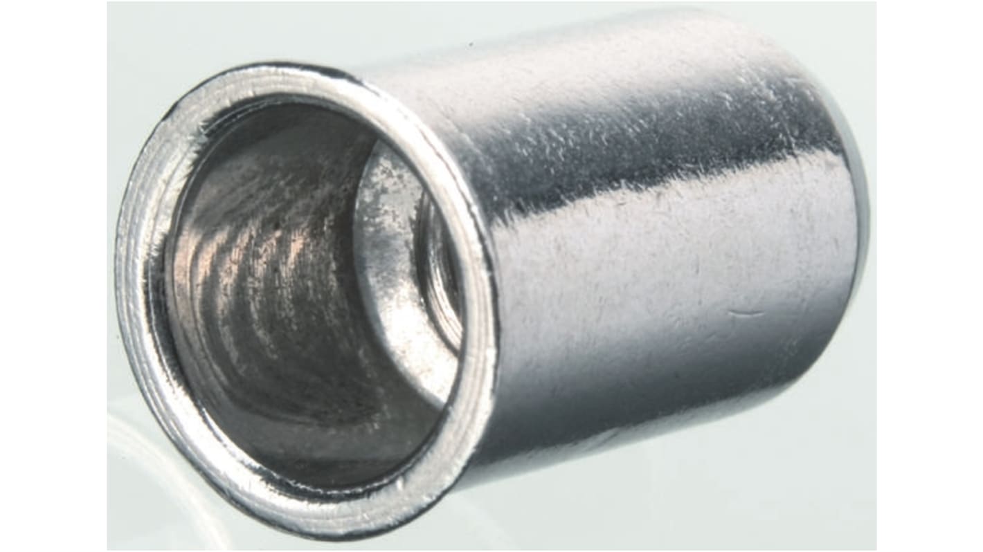 POP Galvanised, M4 Steel Threaded Insert, 7mm diameter 6.4mm Depth 10.4mm