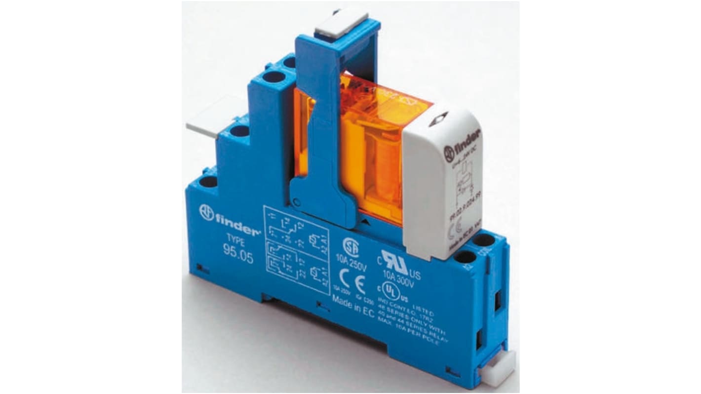 Finder 48 Series Interface Relay, DIN Rail Mount, 24V ac Coil, SPDT