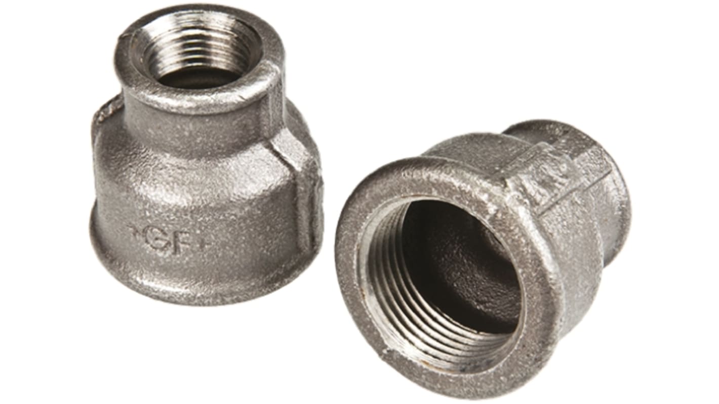 Georg Fischer Galvanised Malleable Iron Fitting Reducer Socket, Female BSPP 1in to Female BSPP 3/4in