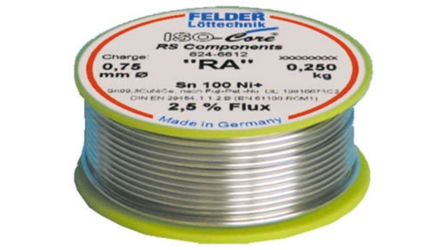 Lega saldante senza piombo Felder Lottechnik, Ø 0.75mm, punto fusione 227°C, 250g