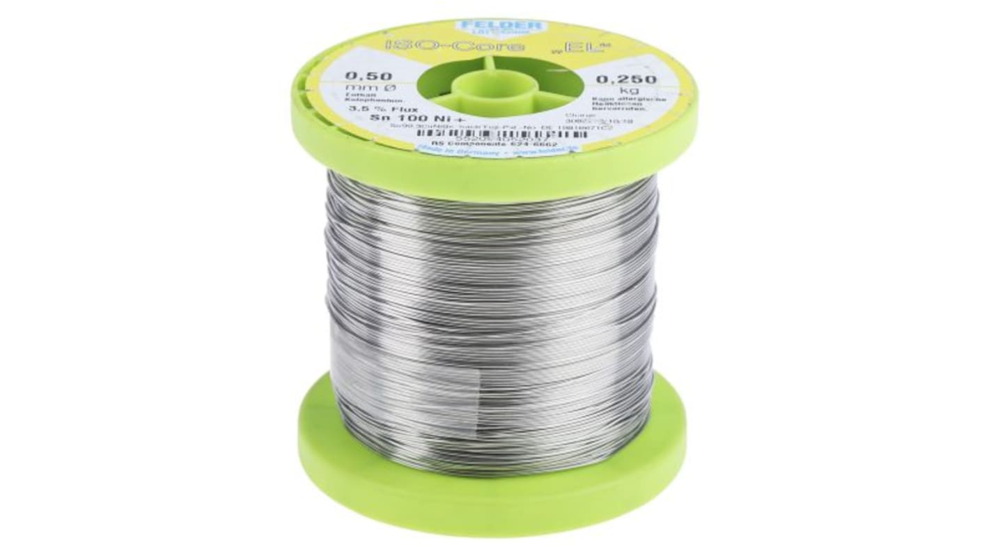 Lega saldante senza piombo Felder Lottechnik, Ø 0.5mm, punto fusione 227°C, 250g