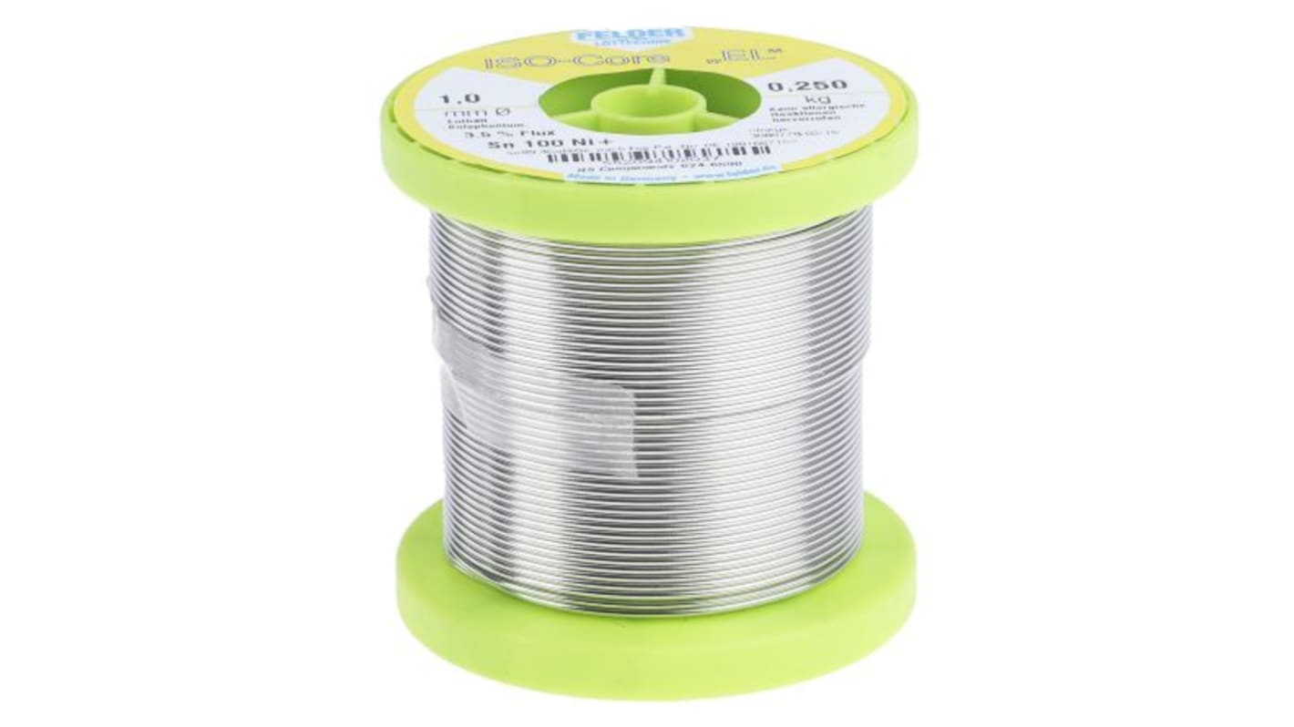 Lega saldante senza piombo Felder Lottechnik, Ø 1mm, punto fusione 227°C, 250g