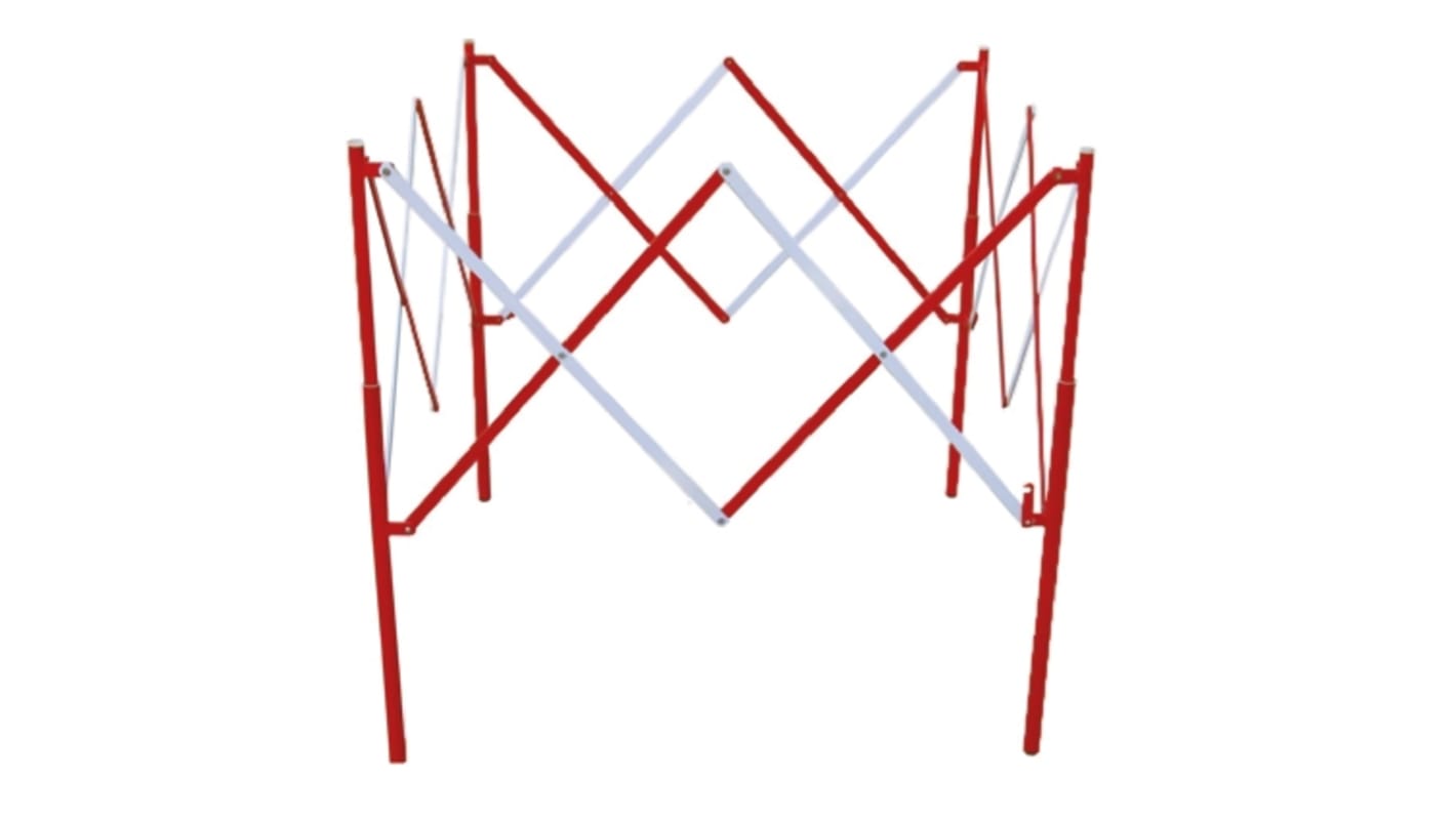 RS PRO Red & White Steel Extendable Barrier
