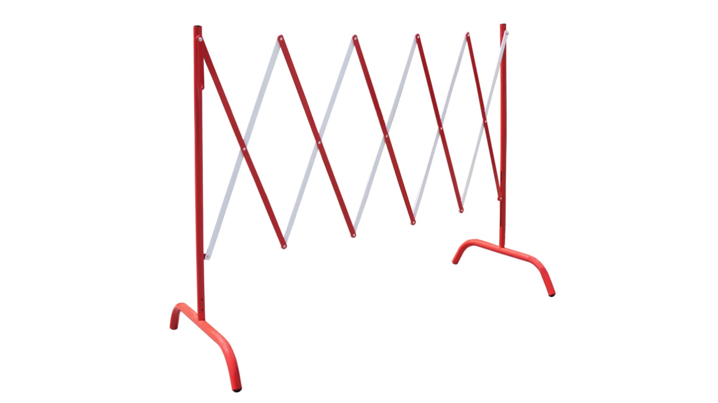 RS PRO Red & White Steel Extendable Barrier