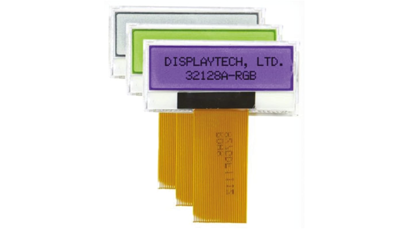 Displaytech 32128A-FC-BW-RGB Graphic LCD Display, Black on Blue, Green, Red, Transflective