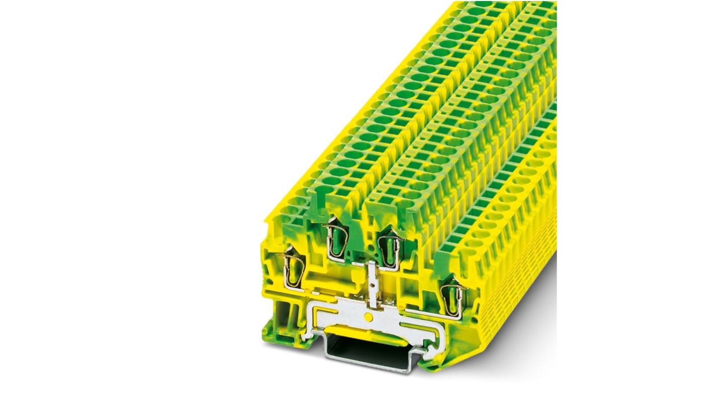 Phoenix Contact 3036026 STTB 2.5-PE Series Green/Yellow, 0.08 → 4mm², Double-Level, Spring Clamp Termination