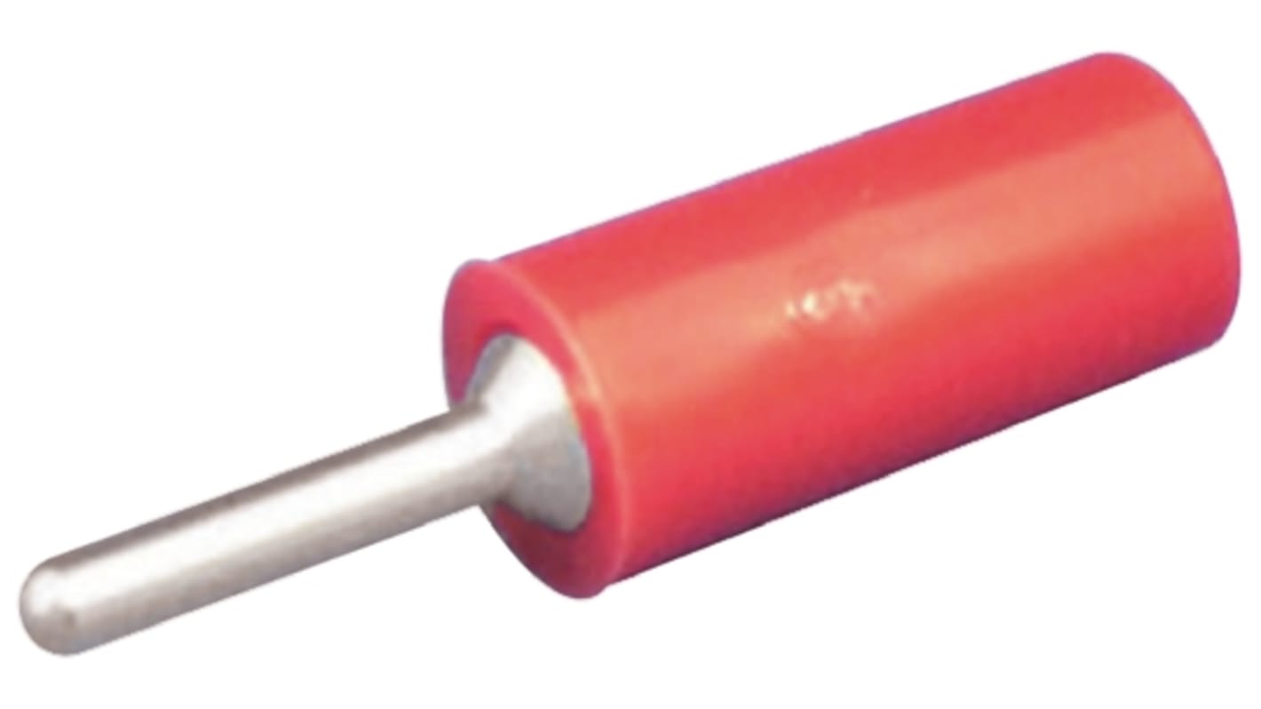 Sato Parts Red Male Test Plug, Solder Termination, 5A, 30V, Gold Plating