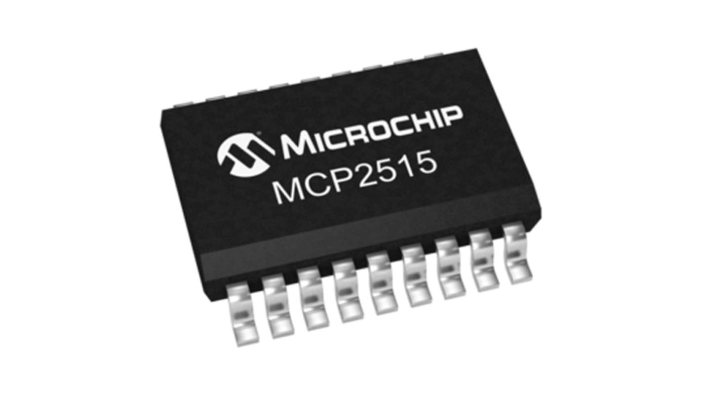 Controlador CAN, MCP2515-I/SO, 1Mbps, Estándar CAN 2.0B, SOIC W, 18 pines