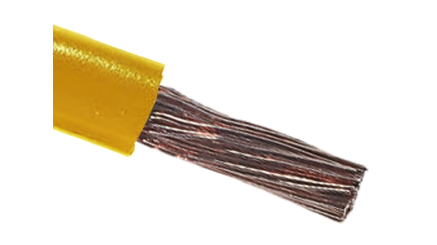 RS PRO Yellow 10 mm² Tri-rated Cable, 8 AWG, 72/0.4 mm, 100m, PVC Insulation