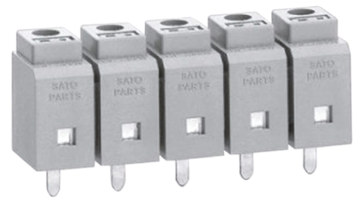 Sato Parts PCB Terminal Block, 2-Contact, 7.62mm Pitch, Through Hole Mount, 1-Row, Solder Termination