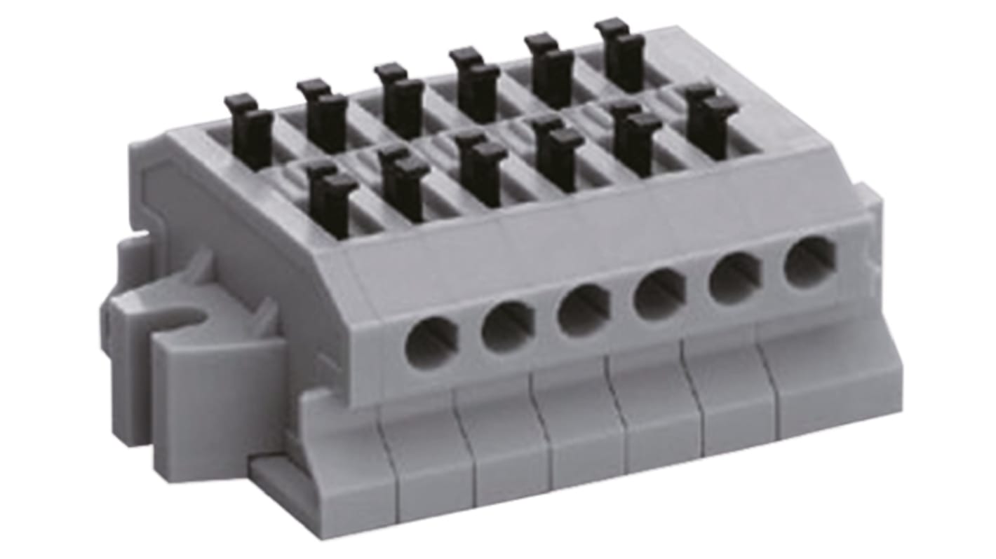 Sato Parts Non-Fused Terminal Block, 10-Way, 10A, 26 → 16 AWG Wire, Screwless Termination