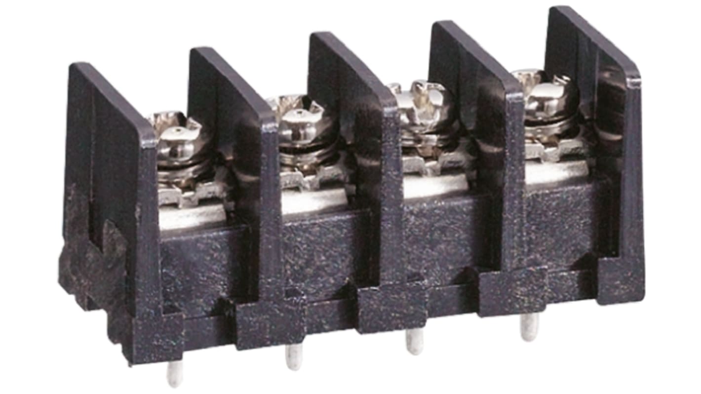 Sato Parts Barrier Strip, 4 Contact, 7.62mm Pitch, 1 Row, 10A, 250 V, Solder Termination