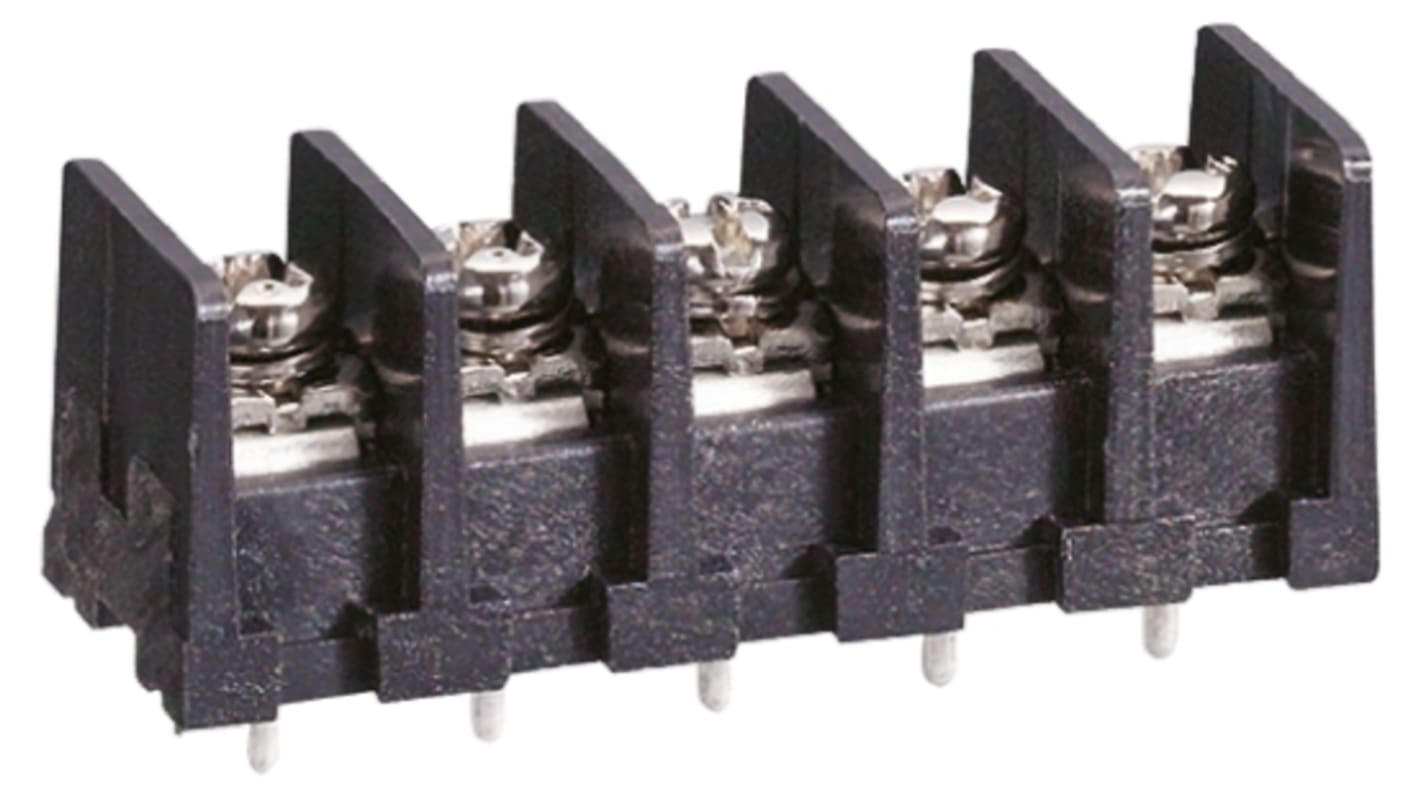 Sato Parts Barrier Strip, 5 Contact, 7.62mm Pitch, 1 Row, 10A, 250 V, Solder Termination