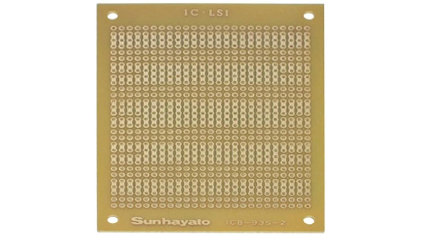 サンハヤト ユニバーサル基板 穴ピッチ：2.54 x 2.54mm, 穴経1mm ICB-93S-2