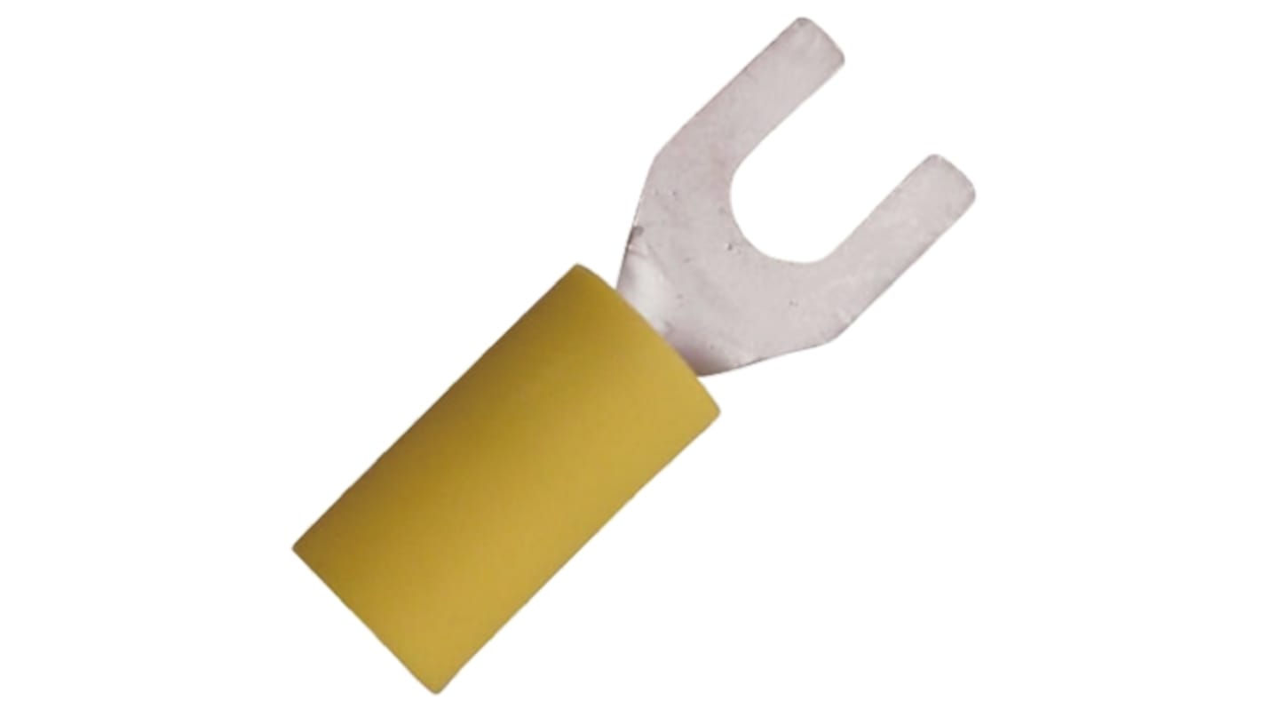 JST Crimp Spade Connector, 2.6mm² to 6.6mm², 12AWG to 10AWG, 5mm Stud Size Vinyl, Yellow