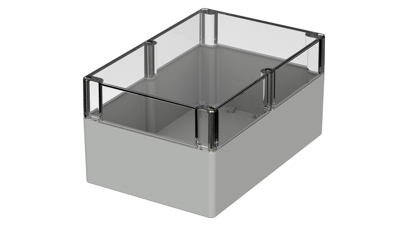 Bopla Euromas Series Light Grey Polycarbonate Enclosure, IP66, IK07, Transparent Lid, 240.3 x 160.3 x 120mm
