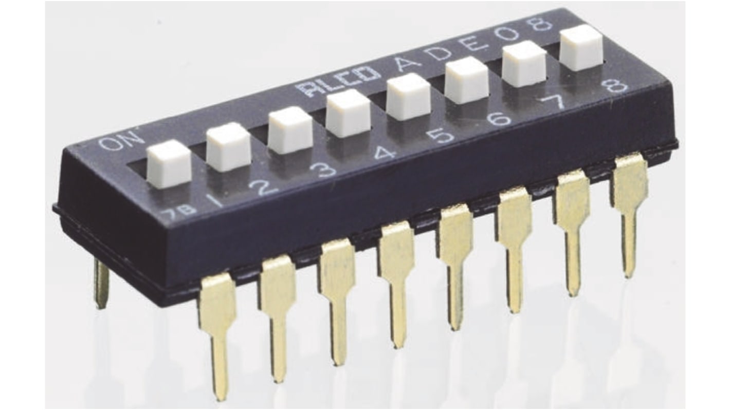 TE Connectivity 7 Way Through Hole DIP Switch SPST