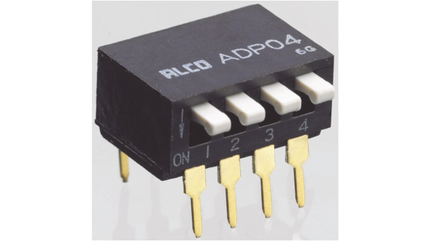 TE Connectivity 8 Way Through Hole DIP Switch SPST, Piano Actuator