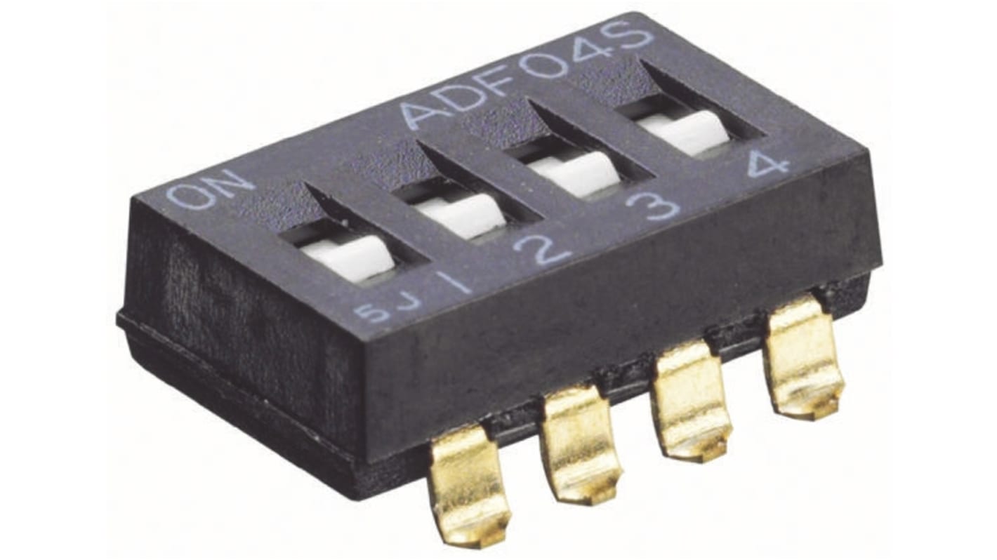 TE Connectivity 4 Way Through Hole DIP Switch SPST