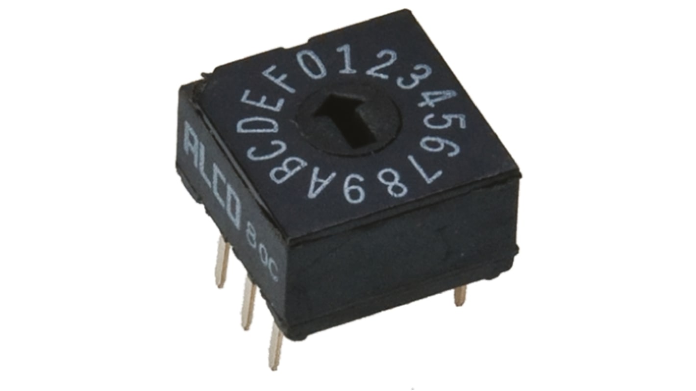 Interruptor DIP, 16P, Montaje en orificio pasante, Actuador Ranurado Giratorio, 20 mA a 20 V dc, 16 vías, -30 →